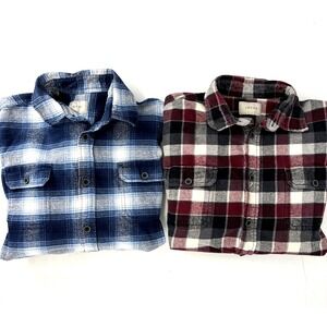 Jachs‎ Flannel Shirt LOT Blue & Red Plaid Cotton Button-Up Mens Medium